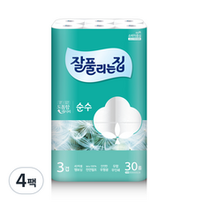 잘풀리는집 3겹 깨끗한 순수 화장지 28m, 4팩, 30롤