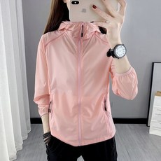 에버유어스 여성 여름 바람막이 아웃도어 쿨맥스 운동 트렌치코트 경량 등산바람막이 자외선차단 후드집업 은색 핑크