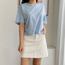 투데이앤룩 여성용 실켓 크롭 티셔츠
