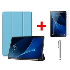 갤럭시탭A6 10.1 with Spen 북커버 케이스+액정보호필름+터치펜 SM-P580 P585 케이스나라 S펜, 스카이