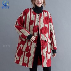 셀럽당 패딩 여 루즈핏 얇은 패딩 문예 빈티지 미디엄 롱 빅사이즈 코트