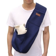 도그아이 포근 메쉬 슬링백 강아지가방, 네이비