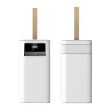 PYHO 보조배터리 30000mAh 보조배터리 22.5W고속충전 자체 충전선 장착, 화이트
