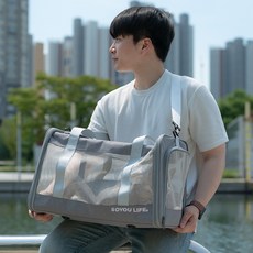 소유라이프 고양이 이동장 강아지 가방 애견 캐리어 산책 백팩 포대기 케이지 기내용 슬링백, 03.베이비핑크