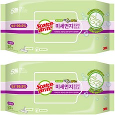 3M 베이직 미세먼지 물걸레 청소포 더블액션 플러스 표준형 25매입, 2개