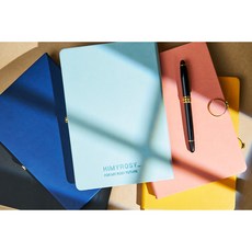 마그네틱 다이어리 비밀일기장 클래식 고급 양장노트 패키지 선물용 두꺼운 노트 플래너 오피스노트 만년필 펜 만년, 라이트블루 패키지(펜+포장박스)