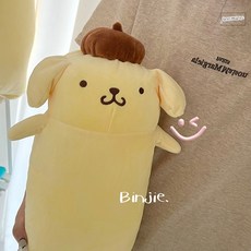 폼폼푸린인형 산리오인형 침대 폼폼푸린 쿠션 필로우 인형 캐릭터, 눈뜨기, 65cm