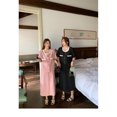 [리브웰] 셋업 여름 코디 세트 자켓 스커트 등원룩 하객룩 빅사이즈 소개팅 롱 A라인