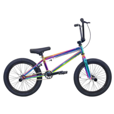 무지개색 BMX 자전거 18인치 묘기 입문용 중학생, 검은색앤 보라색