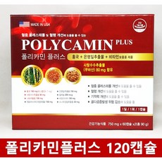 폴리카민플러스 120정 4개월분 은행잎 홍국 병풀 센시아 강황 산사자 낫토 아연 키토산 알루에베라 사탕수수 마늘 미국산