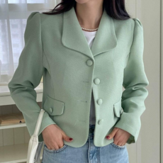 트위드 봄 여성 카라 자켓 숏 러블리 하객룩