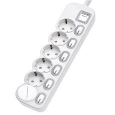 에코파워탭 국산 LED 개별 멀티탭 6구 EPM-L306 안전커버, 1세트, 2.5m