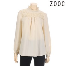주크 프릴넥 레이스 배색 블라우스 Z204MSC036 CR