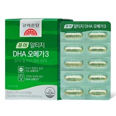 고려은단 오메가3 퓨어알티지 DHA 60캡슐 식물성캡슐, 퓨어 알티지 DHA 오메가3 60캡슐, 쇼핑백 X