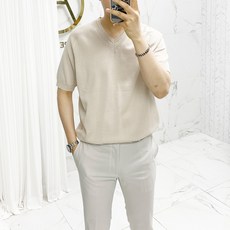 아도르클래식 브이 V넥 5컬러 니트 반팔티