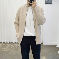 아도르클래식 터틀넥 5컬러 집업 가디건 하찌 세미 오버핏 긴팔 니트