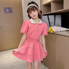 키즈목마 여아 투피스치마 초등학생 여름 치마세트 반팔티 원피스 핑크 그레이