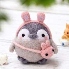 아트조이 DIY 양모펠트 키트, 1세트, 토끼머리 펭귄