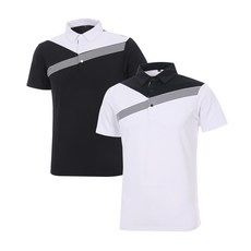 루센 럭스골프 남성용 배색 반팔 골프셔츠 BLU2M404