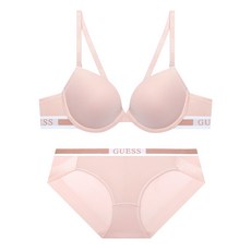 게스 언더웨어 포인트 로고밴딩 라이트핑크 브라 팬티 세트