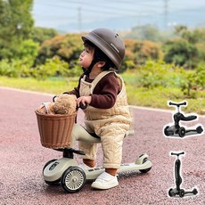 ZOZOFO 2in1 LED 접이식 유아킥보드 어린이 씽씽카 밸런스 바이크, 블랙(black)