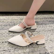 더구두 언발란스 컷팅 스틸레토 통굽 투웨이 샌들 힐-3225