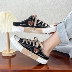 Anyou 여성 캔버스 뮬 스니커즈 반블로퍼 캐주얼 신발 여자블로퍼