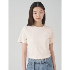 BEAN POLE [빈폴레이디스] [Essential] 슬럽 라운드넥 반소매 티셔츠 아이보리 (BF3342CE10)