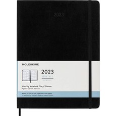 Moleskine 2023 월간 플래너 12M 엑스트라 라지 블랙 하드 커버 (19.1 x 25.4cm(7.5 x 10인치)), XL