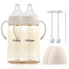 하이비 PPSU 에잇벤트 배앓이방지 젖병 270ml 트윈팩+핸들2p+추스트로우2p, 샌드, L(6개월이상)