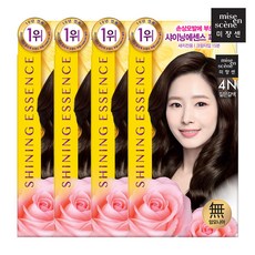 미쟝센 샤이닝에센스 새치전용 4N짙은갈색 일반염색약(새치), 4N 짙은갈색, 4개