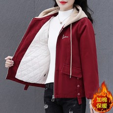 여성 따뜻한 방한 가을 겨울 코튼 후드 후리스 안감 퀄팅 점퍼