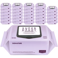 슈퍼대디 저자극 아기물티슈 하이클래스 시그니처 캡형, 70매, 30팩
