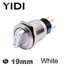 셀렉터스위치 19mm 2 3 위치 금속 선택기 로터리 스위치 래칭 푸시 버튼 SPDT 12V LED 조명 1NO1NC ON OFF, [05] White LED Switch, [01] 12-24V LED, [01] 2 Position 1NO1NC