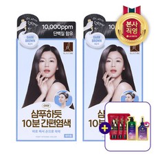 LG 생활건강 엘라스틴 샴푸하듯 10분 간편염색 80g x 2개 흑갈색 + 트리트먼트 7ml 3개 증정, 단품없음, 1세트