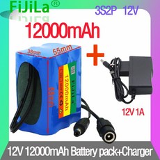 3S2P 12V 12000mah 배터리 18650 리튬 이온 12.0Ah 충전 가능 배터리 BMS 리튬 배터리 세트 보호판 + 충전기, 1개