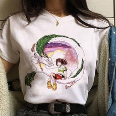 지브리 굿즈 피규어 스튜디오 스피릿 어웨이 미키 하야오 카와이 프린트 티셔츠 여성 미적 흰색 상의 애니메이션, [05] XXL, [04] 11211