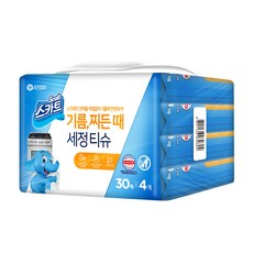 스카트 기름 찌든때 세정 티슈 30p, 4팩