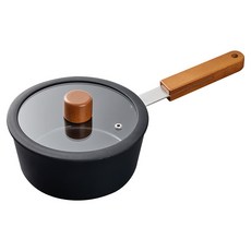 토프 프리미엄 블랙에디션 IH 인덕션 세라믹 편수냄비, 블랙 + 브라운, 18cm