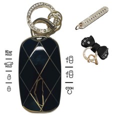 루루형제 제네시스 신형 g80 gv80 g70 gv70 g90 gv60 차 키케이스 + 번호키링 + 가죽리본키링 세트 AG-04 5 7버튼공용, 키케이스+번호키링+가죽리본키링, 다크블랙