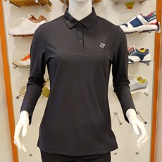 루이까스텔 23년 SS신상 여성 봄여름 기능성 소재 솔리드 긴팔 카라 티셔츠