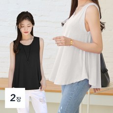 데일리앤 여성용 플레어 엠버 훌 민소매 티셔츠 2장