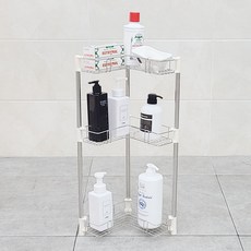 키다리 화장실 세탁실 스텐레스 욕실선반 하트형 3단, 혼합색상, 1개