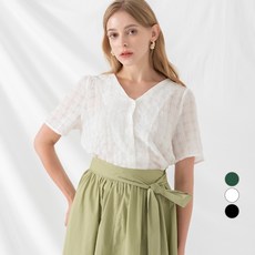 ELLE PARIS 크리즈드 깅엄 블라우스