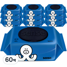 센스 물티슈 오키 캡형, 100매, 60팩