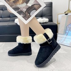 스타 사이드 벨트 어그 털 부츠