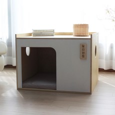 밀리언펫 자체제작 컬러풀 원목 우드 애견하우스 강아지집 펫하우스 대형, 네추럴