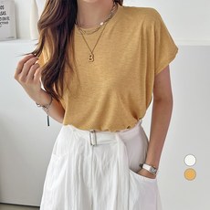 세컨그라운드 여성용 린넨 가오리 티셔츠