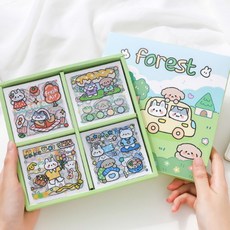크림토끼 다이어리 스티커 박스 100장 플래닛 포레스트 다꾸 폴꾸 탑꾸 꾸미기, 다이어리 스티커[포레스트]