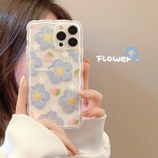 플라워 딸기 투명 물결 아이폰 케이스